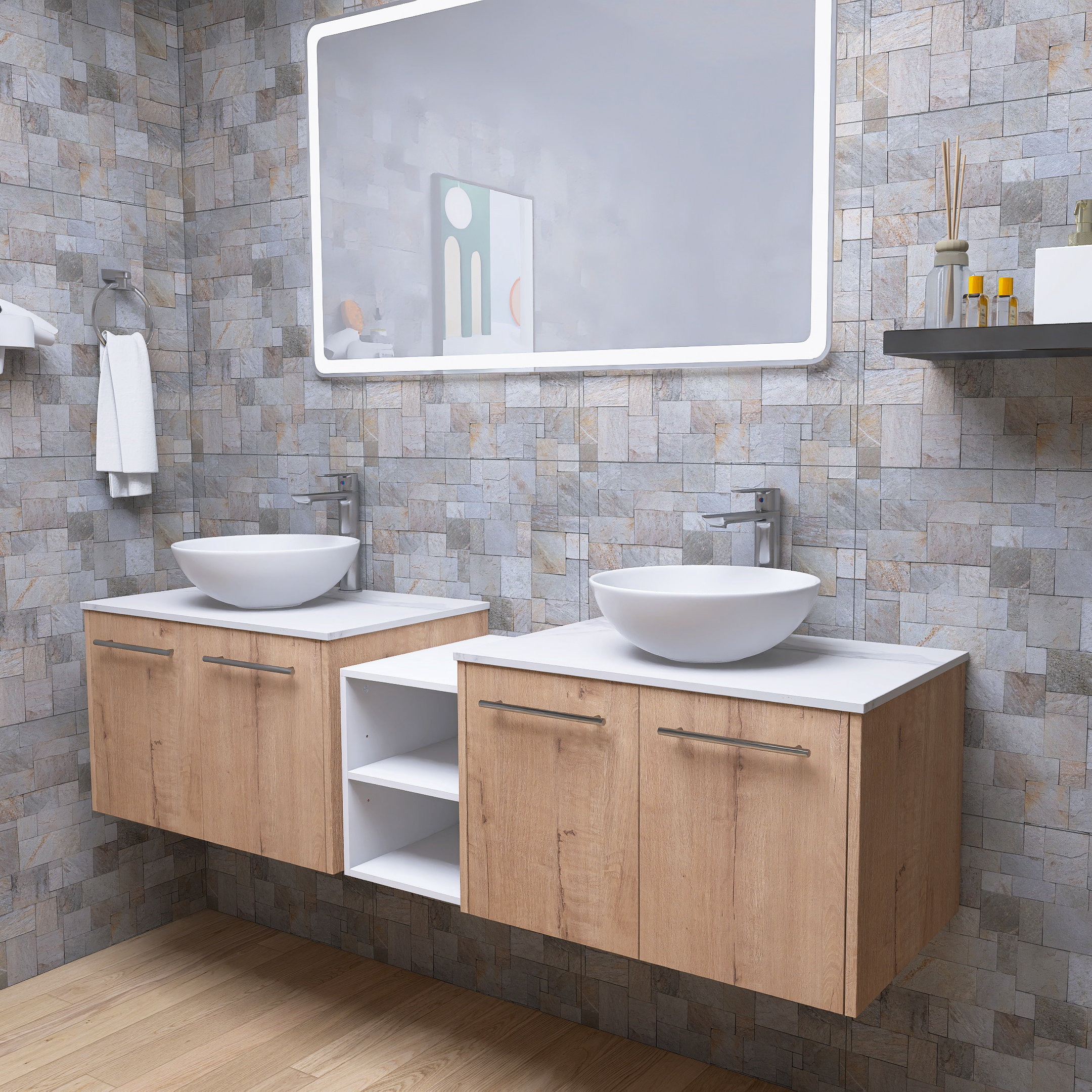 Millwood Pines 72'' Wall-Mounted Double Bathroom Vanity With Ceramic ...