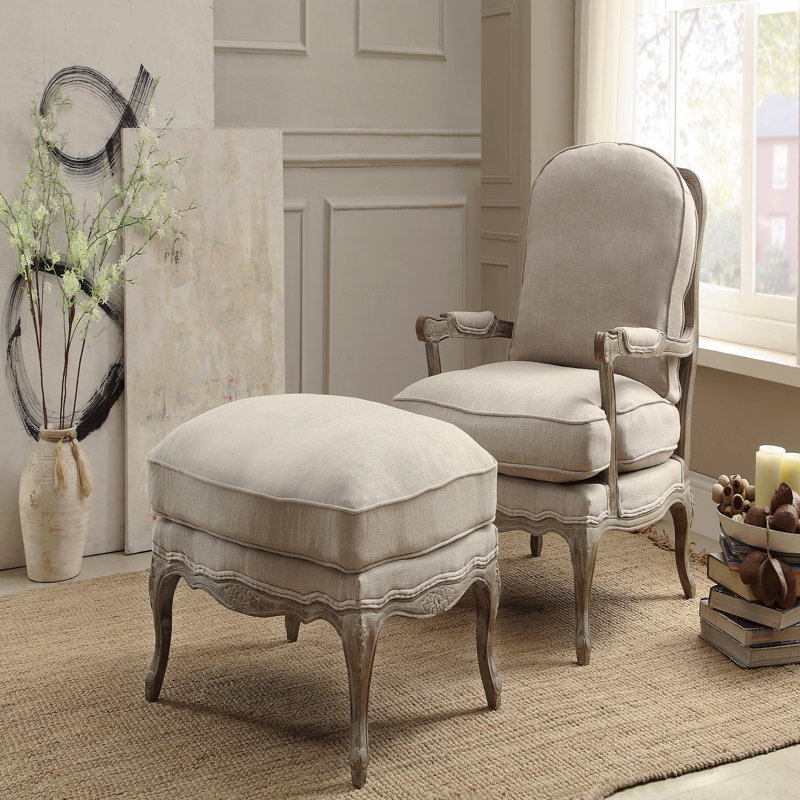 Chaise d'appoint et coussin de siège moelleux rembourrés de tissu texturé en bois massif 1pc