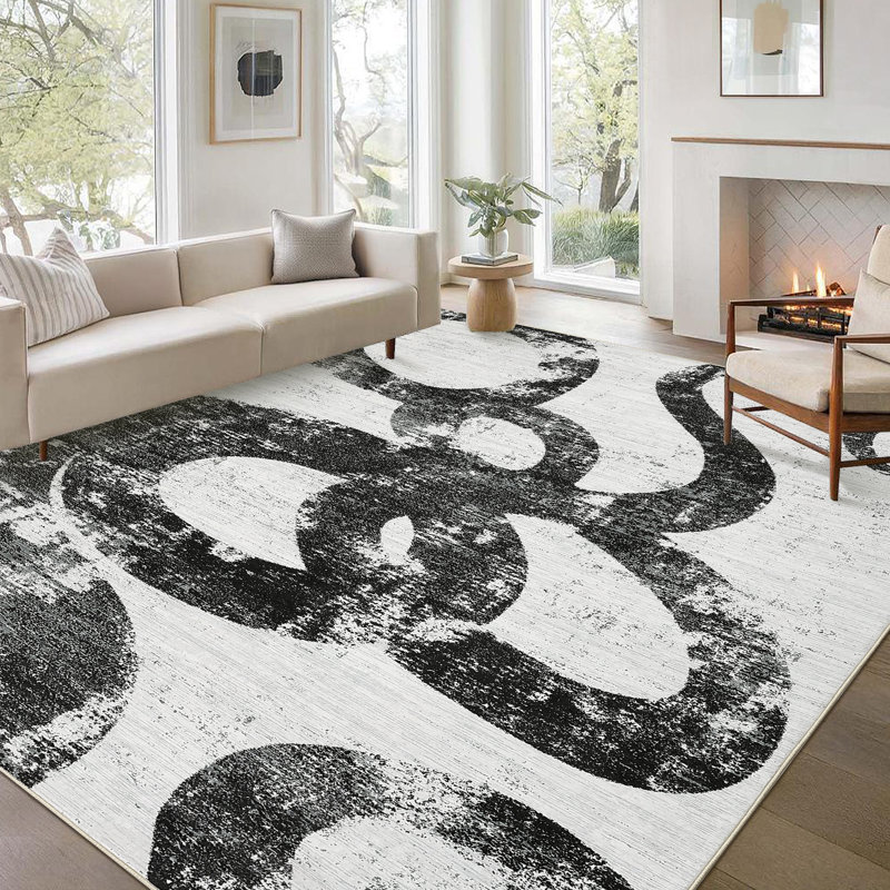 Washable Area Rug Living Room RugsModern Abstract Carpet Floor Rugs for Dining Room Kitchen Playroom Dorm, Rectangle 9' x 12'