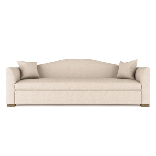 Horatio Camelback Taper Curved-Arm Sofa, Box Weave Linen Alabaster, 33" H x 96" W x 36" D, Weathered