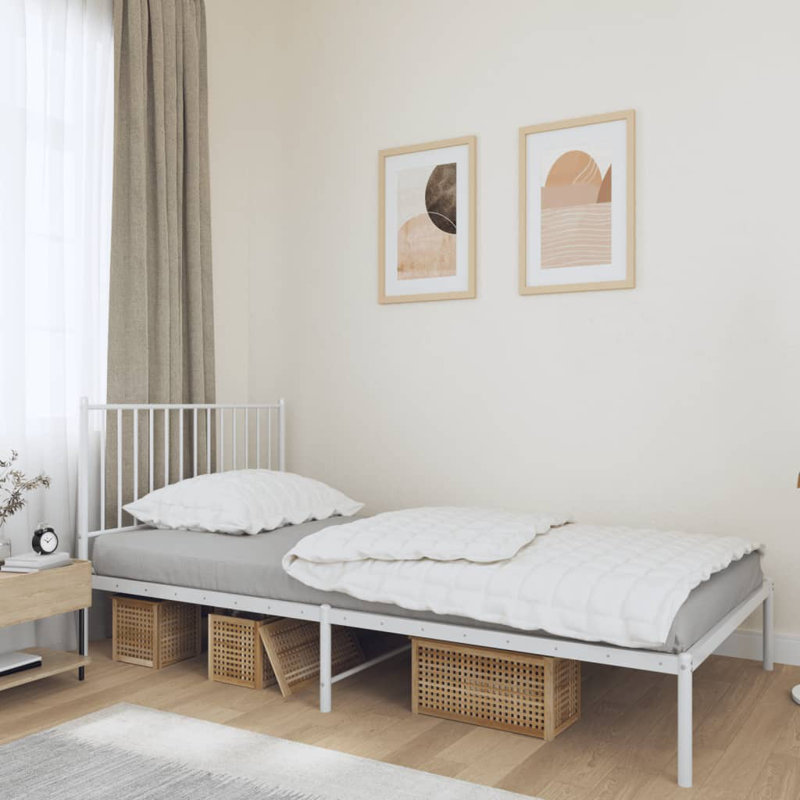 Structure de lit en métal, robuste, sans matelas, Simple TG, Blanc