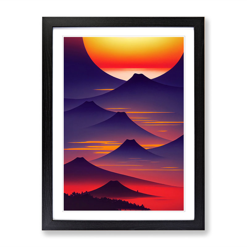 Valero Japanese Sunset Surreal Vol.1 - Picture Frame Print, 46" H x 34" W, Brown