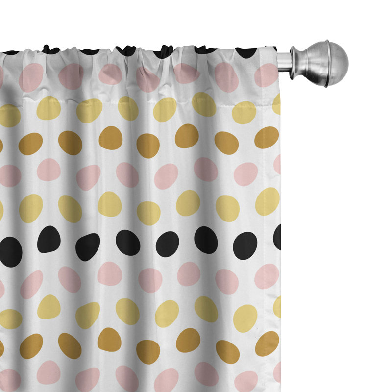 Polka Dots Semi-Sheer Rod Pocket Curtain Panels, 28" x 95"
