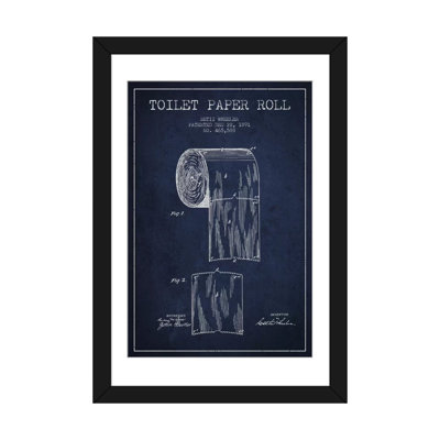 « Toilet Paper Navy Blue Patent Blueprint », impression sur toile tendue