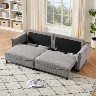 Velours côtelé gris polyvalent pour différentes occasions - utilisation avec deux coussins décoratifs et une maison confortable