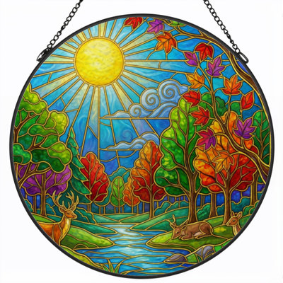 Panneau de vitrail 12 "H Sunlight Forest
