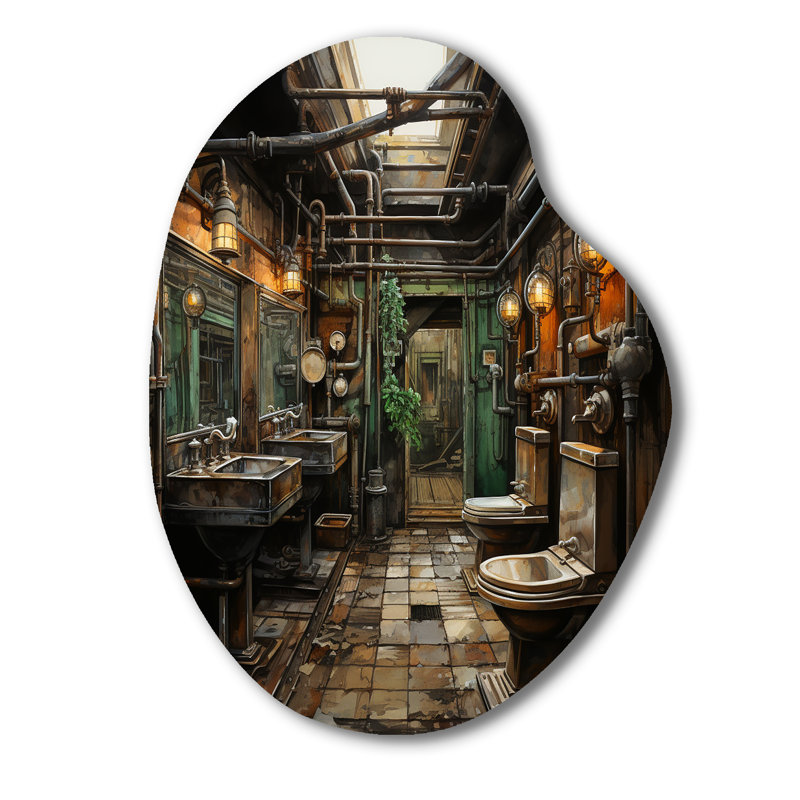 Art mural en métal asymétrique de toilette, H 38 po x l 28 po