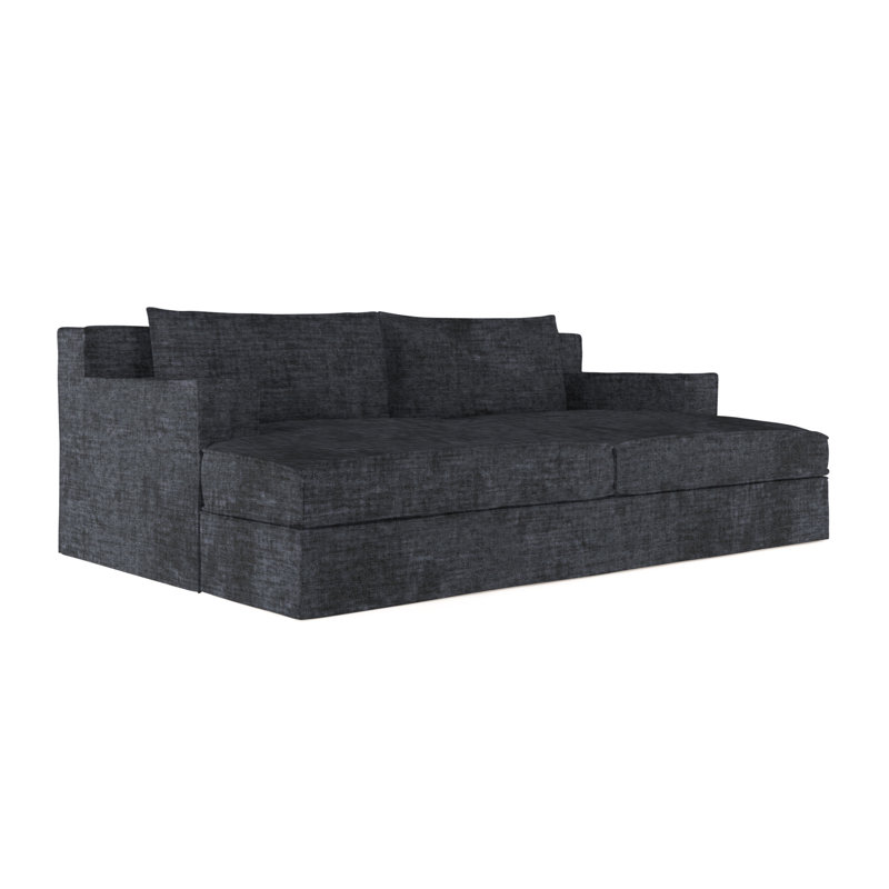 Mulberry Square Track-Arm Daybed with Flange Seam, Plush Velvet Blush, Weathered