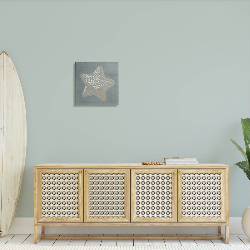 Art mural sur toile à motif étoile de mer aquatique par Piddix, H 17 po x l 17 po x P 1,5 po