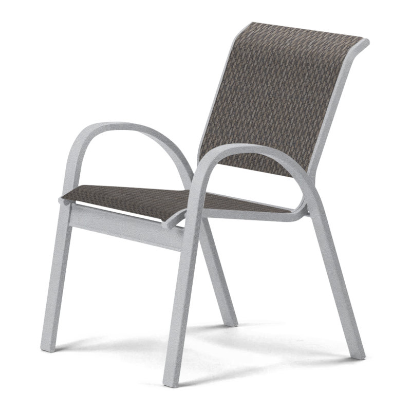 Aruba 1 Outdoor Dining Armchair, Textured Snow, Coffee Bean