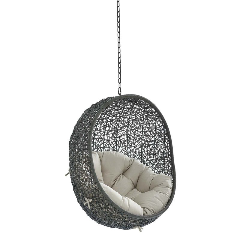 Modway Hide Sunbrella Fabric Swing Outdoor Patio Lounge Chair without Stand, Gray/Beige