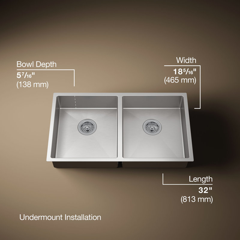 Strive 32 In. Undermount Duble-Bowl Kitchen Sink