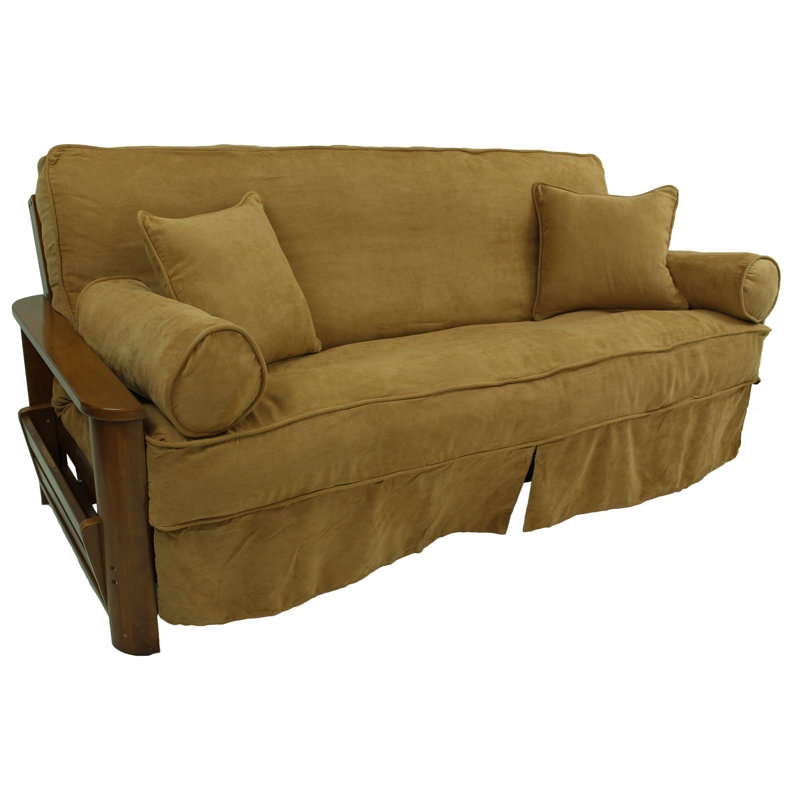 Ensemble de housse pour futon à coussins carrés/rectangulaires, Brun