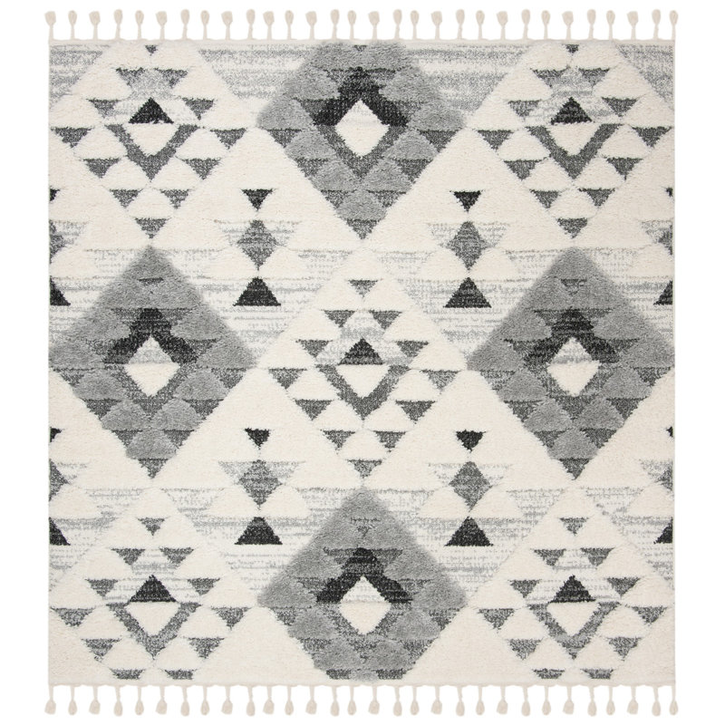 ImraanMoroccan Tassel Shag Performance Geometric Rug, Square 9'