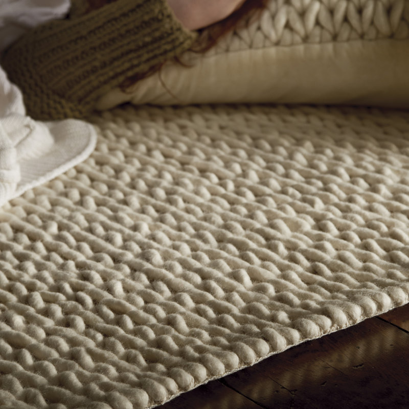 Sam Solid Colour Wool Hand Woven Area Rug, Rectangle 160 x 230cm