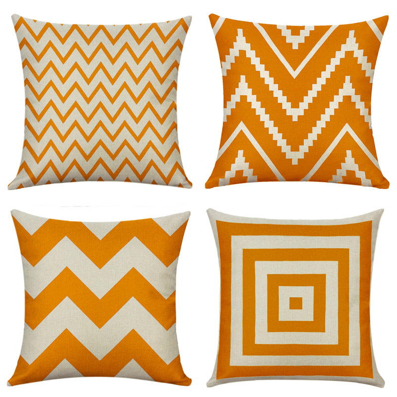 Cotton Blend Throw Pillow, Orange, 18" x 18"