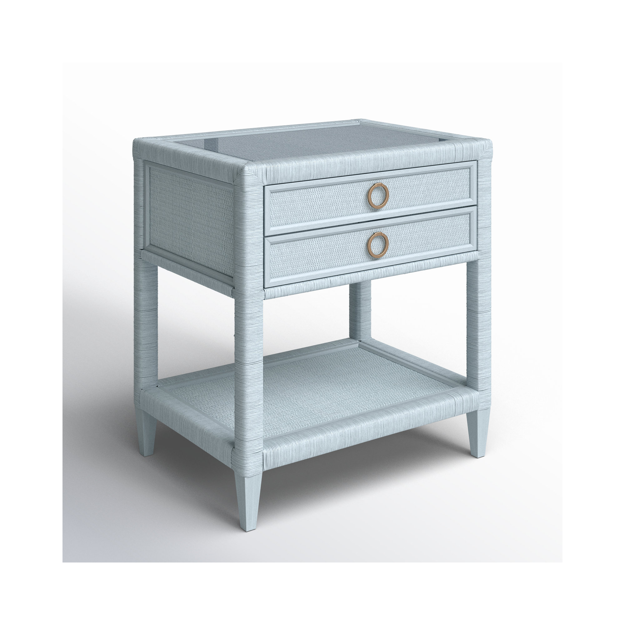 Warwick 2 - Drawer Nightstand, Sea Glass, Satin Brass
