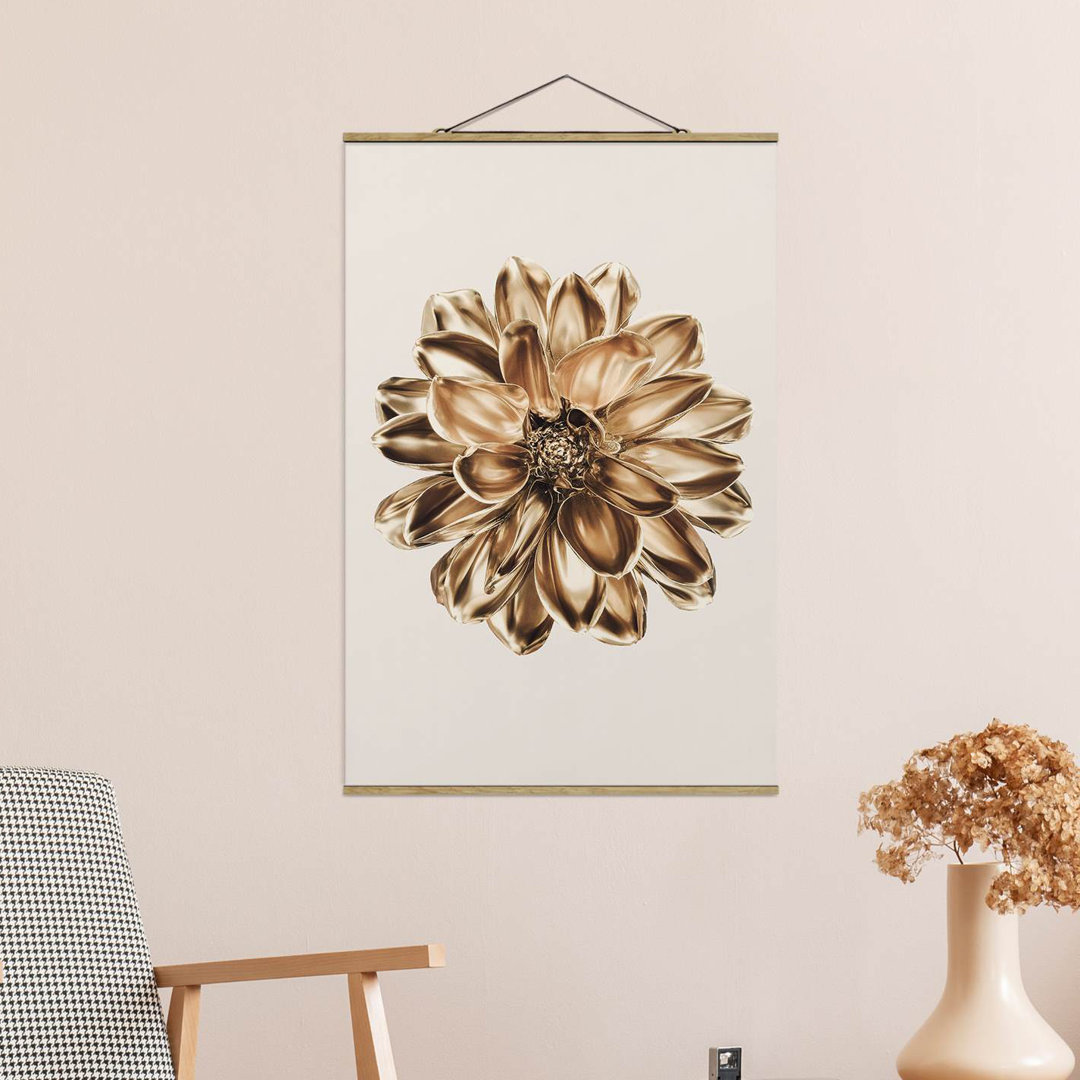 Wandbild Dahlia Flower Gold Metallic