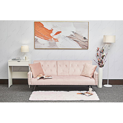 72'' Velvet Square Arm Sofa Bed -  Latitude RunÂ®, 648FBC6057464E689E107EE8A6193B41