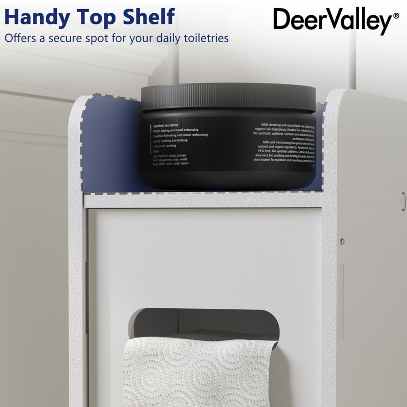 White PVC Bathroom Storage Cabinet with Toilet Paper Holder