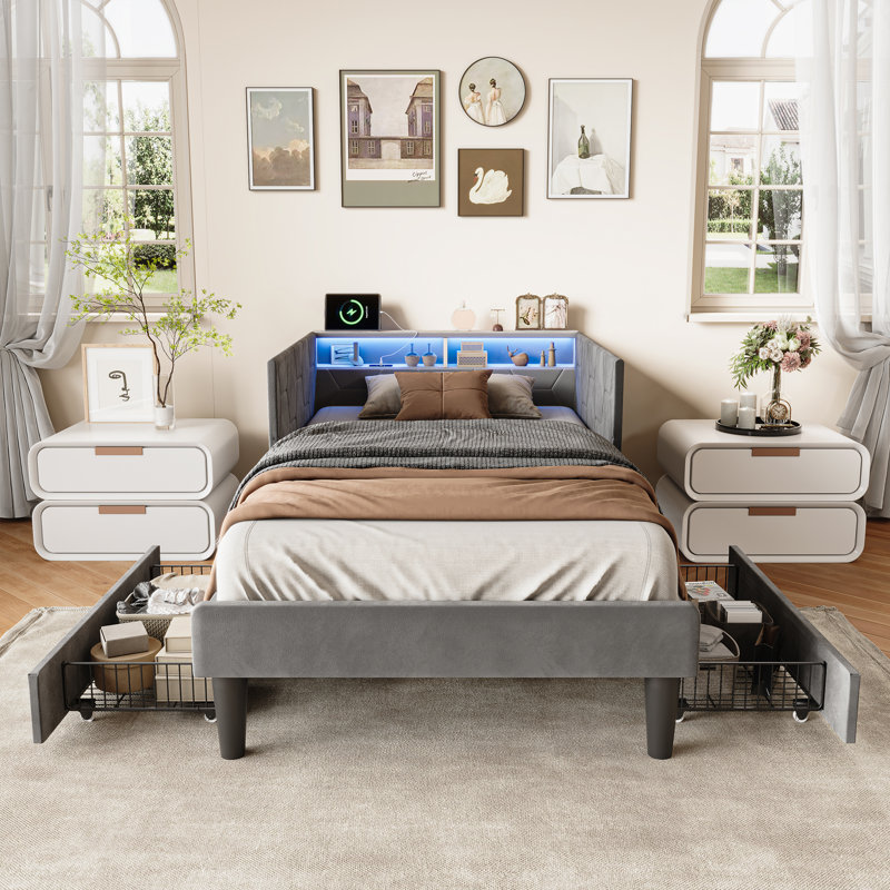 Upholstered Daybed, European Single (90 x 200 cm), Grey