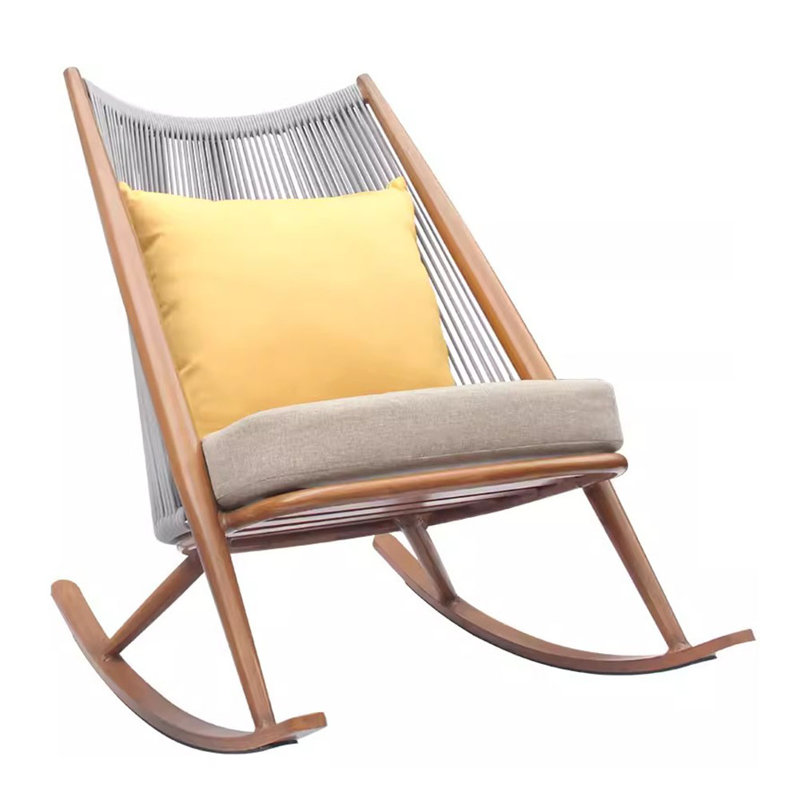 Chaise berçante simple en métal, Beige, Naturel