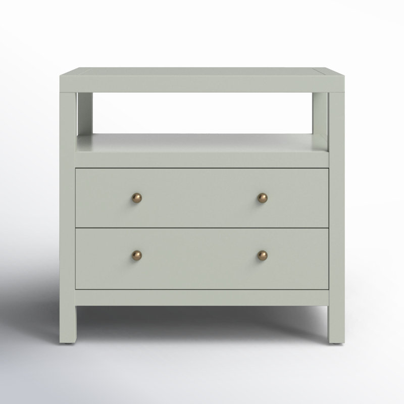 Nora 2-Drawer Wide Nightstand, Sage Green