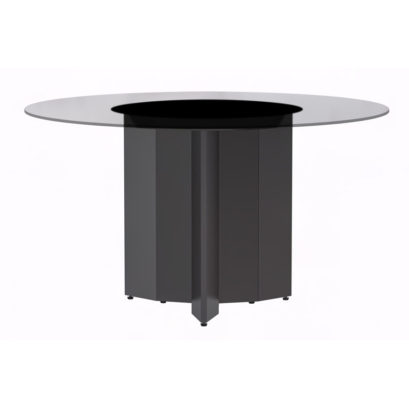 Table de salle à manger ronde Jabez, Transparent, H 29,5 po x l 60 po x P 60 po