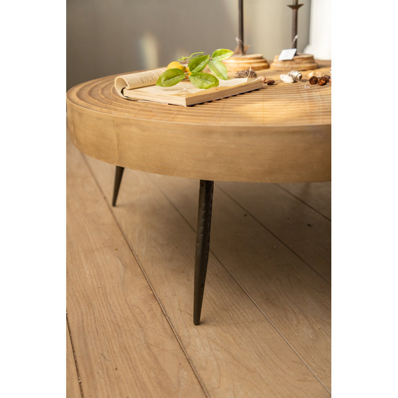 Tree 31in. Round Natural Wood Coffee Table, 13" H x 31" L x 31" W