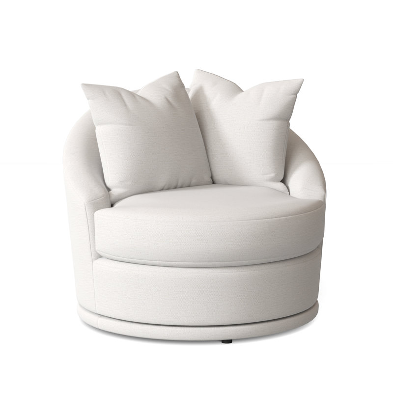 Fauteuil demi-tonneau pivotant 36,5 W Alanna, Tissu performance ivoire neige
