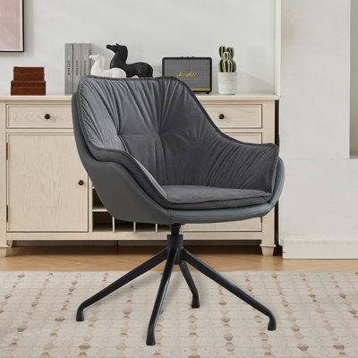 Modern Faux Leather Office Chair – High-Back Swivel Desk Chair with 360° Rotation & Auto-Return, Fixed Seat for Home Office