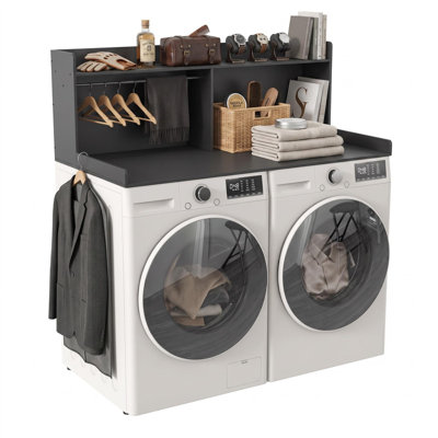 Washer Dryer Countertop 2-Tier Black Hanging Rod Non-Slip Ironing