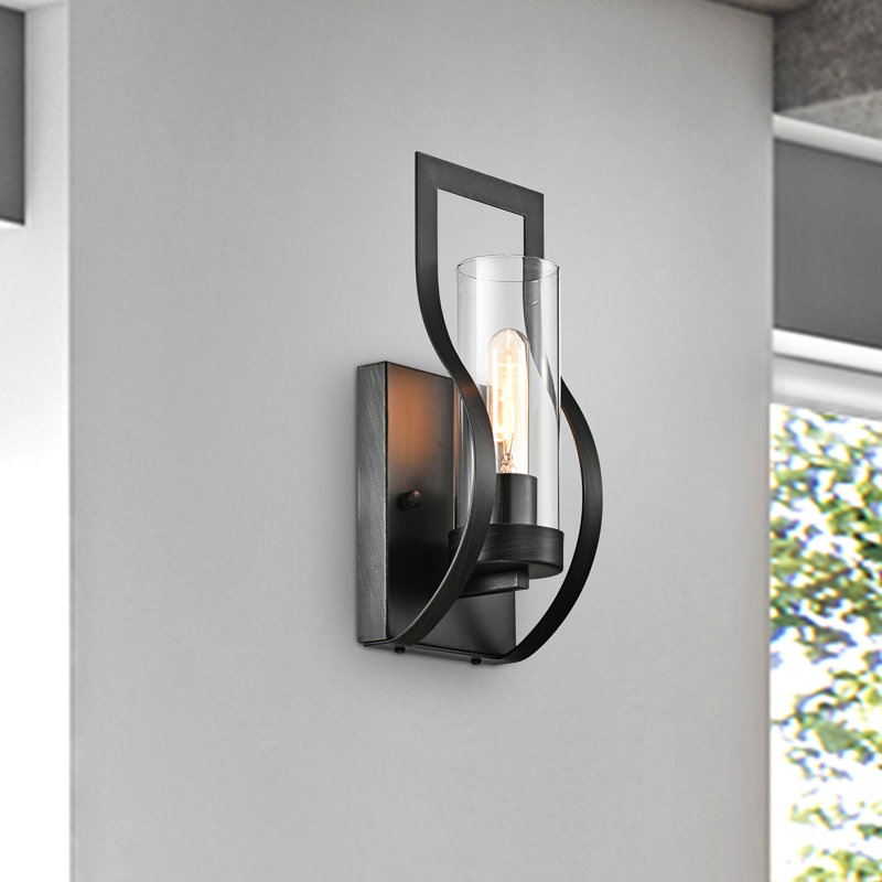 Aliiyah 1 - Light Wall Sconce with Clear Glass Shade and Curved Frame