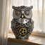 Statuette de hibou steampunk en résine, figurine de hibou mécanique avec engrenages et finition métal vintage, objet de collection pour bureau ou étagère, 17 cm
