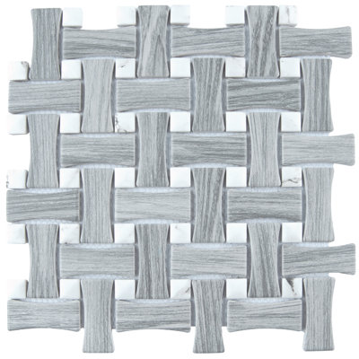 Llama Dog Bone Basketweave 10 In. X 10 In. Porcelain Mosaic Tile