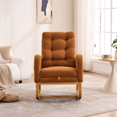 Chaise berçante avec poche de rangement latérale et accoudoir confortable, idéale pour le salon, chaise de 26,58 x P 38,33 x H 39,86 pouces, repose-pieds, espace, chambre de bébé