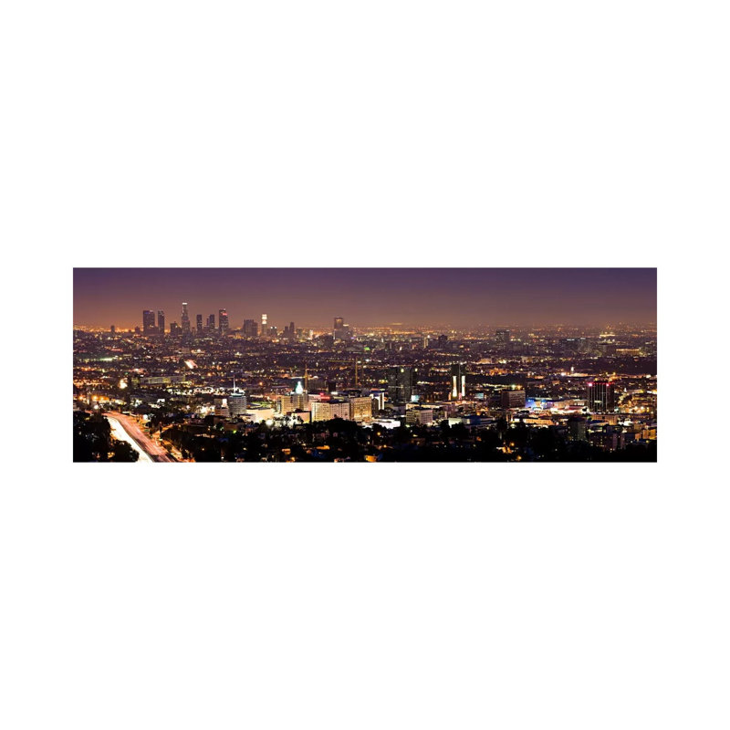 Los Angeles Skyline Cityscape - Wrapped Canvas Panoramic Print, 121.92 cm H x 40.64 cm W x 1.91 cm D