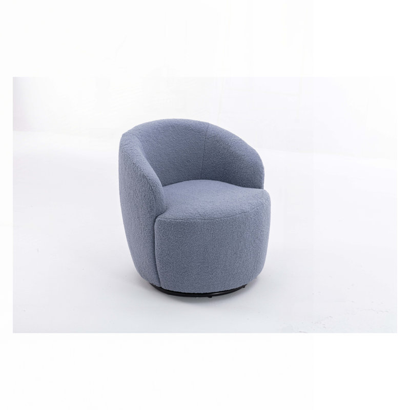 Swivel Barrel Chair, Light Blue Teddy Fabric