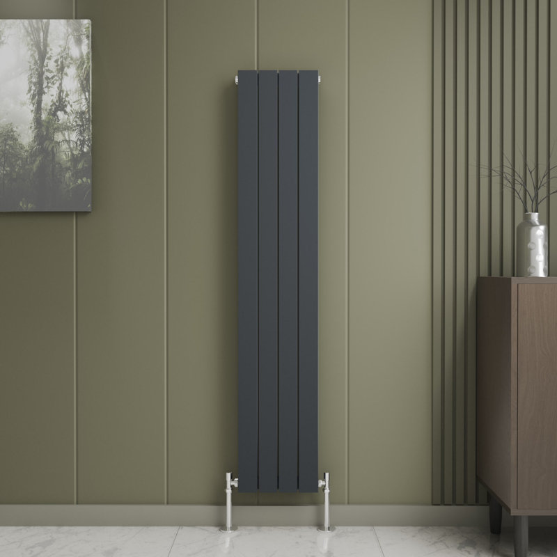 iBathUK Belgravia Vertical Double Slim Flat Panel Radiator, 1600cm H x 304cm W x 69cm D, Grey