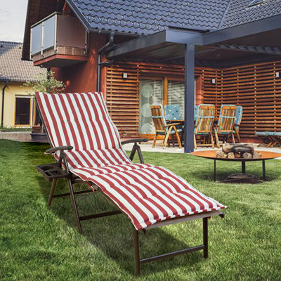 Fauteuil inclinable Kozyard Cozy en aluminium avec coussin, inclinable et réglable, avec porte-gobelet, résistant aux intempéries, pour piscine, balcon ou jardin, sans assemblage, RedStrip