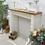 Beige +Burlywood Solid Wood Freestanding Fireplace