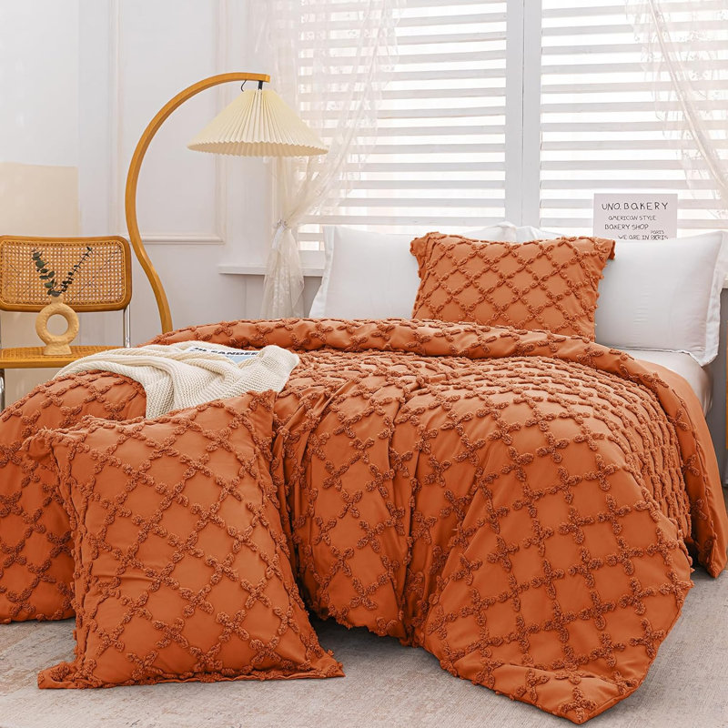 Ensemble de housse de couette en microfibre , Housse de couette pour grand lit et 2 taies décor, Sauge brume
