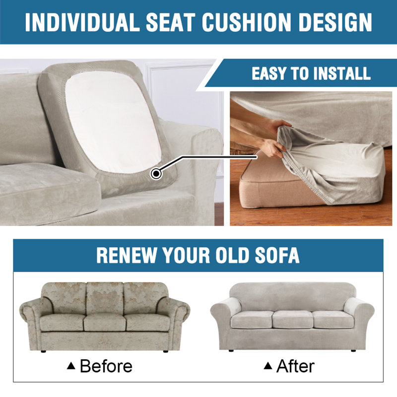 Box Cushion Loveseat Slipcover, Oat Meal