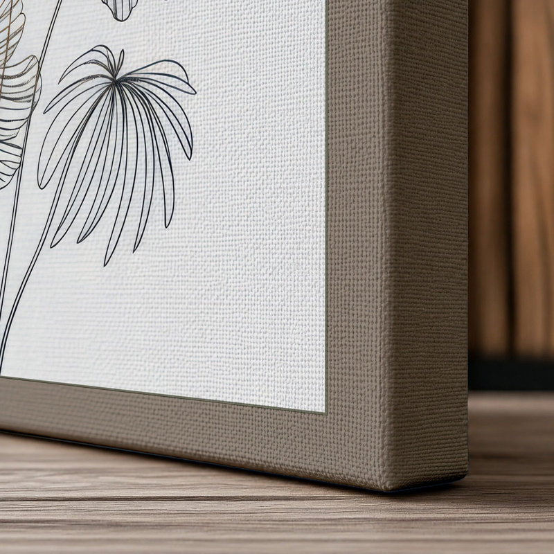 Study in Gold Botanical 1 Piece Wrapped Canvas Wall Art, 24x16 - 61.0 x 40.6 cm, Taupe Border