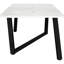 Table de salle à manger rectangulaire contemporaine en faux marbre blanc, pieds asymétriques en bronze, sièges de cuisine de 6 po, 6 po de largeur
