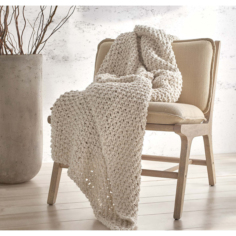 Jeté tricoté en coton Pure Chunky, l 50 po x L 60 po, Naturel
