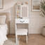 Mini coiffeuse moderne avec miroir éclairé à DEL et rangement dissimulé, tabouret rembourré, bureau de coiffeuse à luminosité réglable, tablettes à plusieurs niveaux résistantes à la poussière, blanc