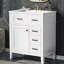 Meuble-lavabo blanc 30 po en bois massif avec tiroir et tablette-39679401