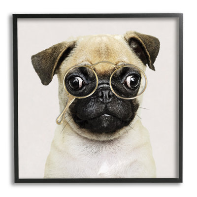 " Fun Pug Vintage Glasses " by Karen Smith