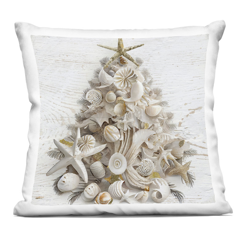 Coussin Beachy Shiplap Christmas Tree, Beige Noël 2